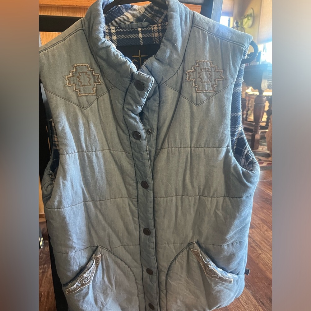 STS Ranchwear denim southwestern vest
